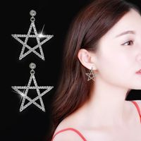 New Earrings Big Five-pointed Star Stud Earrings Studded With Diamond Earrings Alloy Plating Earrings Wholesale main image 5