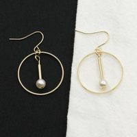 Fashion Cylindrical Pearl Earrings Circle Earrings Earrings Gold And Silver Hollow Geometric Circle Earrings main image 4