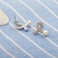Fashion Bow Earrings Silver Plated Inlaid Pearl Crystal Earrings Simple Love Earrings Wholesale main image 5