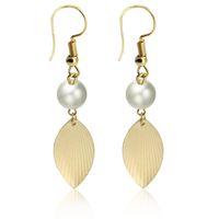 Vente Chaude En Europe Et Amérique Minimaliste Feuille D'or En Forme De Boucles D'oreilles À La Main Grande Feuille Perle Pendentif Boucles D'oreilles Oreille Piercing Oreille Clip main image 1