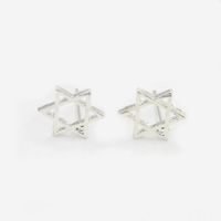 Fashion Hollow Hexagram Star Stud Alloy Plating Gold Silver Black Star Stud Earrings Wholesale main image 3
