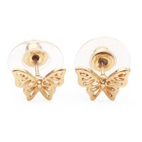 New Glossy Hollow Butterfly Ear Studs Gold Plated Silver Rose Cute Insect Ear Studs Wholesale main image 1