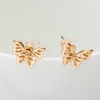 New Glossy Hollow Butterfly Ear Studs Gold Plated Silver Rose Cute Insect Ear Studs Wholesale main image 4
