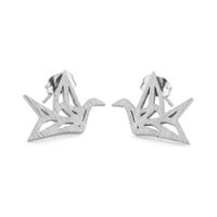 Best Selling Hollow Paper Crane Earrings Alloy Plating Origami Pigeon Earrings Animal Bird Earrings Wholesale main image 6