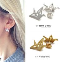 Best Selling Hollow Paper Crane Earrings Alloy Plating Origami Pigeon Earrings Animal Bird Earrings Wholesale main image 4