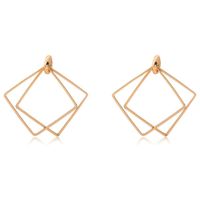 Simple Geometric Hollow Double Square Earrings Gold Plated Silver Diamond Square Earrings Wholesale main image 1