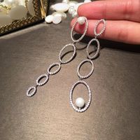 Fashion Asymmetric Gradient Oval Earrings Female Long Tassel S925 Silver Pearl Earrings main image 4