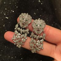 Fashion Lion Earrings Female Long Ss925 Silver Pin Luxury Large Earrings main image 4