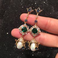 Fashion Flower Earrings Long Emerald Micro Set Zircon S925 Silver Pearl Tassel Earrings main image 3