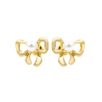 Korean New Boutique Ear Jewelry Wholesale Simple Pearl Bow Earrings Bow Tie Earrings sku image 1