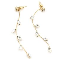 Korean Fashion Jewelry Leaf Crystal Diamond Delicate Long Tassel Earrings Wholesale sku image 1
