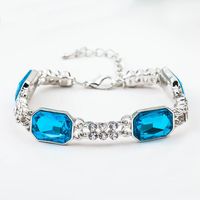 New Accessories Wholesale Geometric Square Crystal Double Row Diamond Creative Bracelet sku image 1