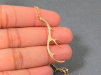 Fashion Reindeer Elk Antlers Pendant Necklace Copper Chain Environmental Protection Alloy Pendant Antlers Necklace Twig Necklace sku image 3