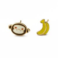 New Cartoon Monkey Banana Earrings Rabbit Carrot Earrings Paint Asymmetric Earrings Wholesale sku image 1