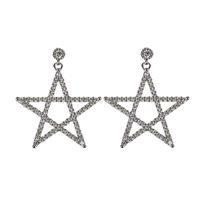 New Earrings Big Five-pointed Star Stud Earrings Studded With Diamond Earrings Alloy Plating Earrings Wholesale sku image 1