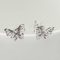 New Glossy Hollow Butterfly Ear Studs Gold Plated Silver Rose Cute Insect Ear Studs Wholesale sku image 2
