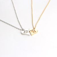 New Cute Animal Cat Paw Foot Necklace Openwork Peach Heart Necklace Heart Shaped Dog Paw Print Necklace Wholesale main image 5
