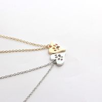 New Cute Animal Cat Paw Foot Necklace Openwork Peach Heart Necklace Heart Shaped Dog Paw Print Necklace Wholesale main image 4