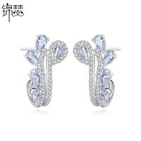 Jinse Roll Leaf Ohrringe Mode Koreanisches Kreatives Damen Bankett Kupfer Zirkonium Ohrringe Ohrringe Großhandel Geschenk main image 1