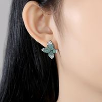 Fashion Studs Fashion Korean New Floral Lady Copper Inlaid Zirconium Earrings Wholesale main image 3