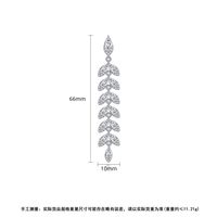 Fashion Willow Leaf Studs Korean New Copper Inlaid Zircon Earrings Long Leaf Earrings main image 6