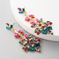 Fashion Multilayer Alloy Rhinestone Glass Diamond Flower Color Earrings Retro Earrings main image 2