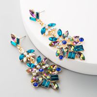 Fashion Multilayer Alloy Rhinestone Glass Diamond Flower Color Earrings Retro Earrings main image 3