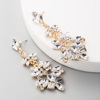Fashion Multilayer Alloy Rhinestone Glass Diamond Flower Color Earrings Retro Earrings main image 4