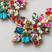 Fashion Multilayer Alloy Rhinestone Glass Diamond Flower Color Earrings Retro Earrings main image 5