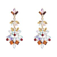 Fashion Multilayer Alloy Rhinestone Glass Diamond Flower Color Earrings Retro Earrings main image 6