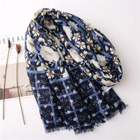 Scarf Korean Lady New Navy Blue White Scarf Travel Seaside Vacation Wild Beach Shawl main image 4