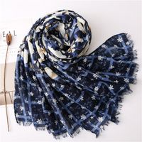 Scarf Korean Lady New Navy Blue White Scarf Travel Seaside Vacation Wild Beach Shawl main image 5