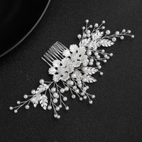 Bride Diy Handmade Hair Accessories Alloy Flower Diamond Insert Comb Comb Wedding Head Jewelry main image 1