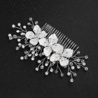 Fashion Headdress Wholesale Alloy Insert Comb Handmade Pearl Rhinestone Plate Hair Comb Wedding Hair Accessories main image 1