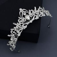 Vintage Elegant Crown White Yarn Headdress Alloy Diamond Headband Bridal Hair Jewelry main image 1