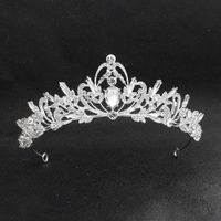 Vintage Elegant Crown White Yarn Headdress Alloy Diamond Headband Bridal Hair Jewelry main image 3