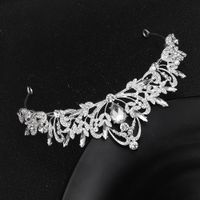 Vintage Elegant Crown White Yarn Headdress Alloy Diamond Headband Bridal Hair Jewelry main image 4