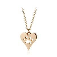 New Cute Animal Cat Paw Foot Necklace Openwork Peach Heart Necklace Heart Shaped Dog Paw Print Necklace Wholesale sku image 2