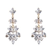 Fashion Multilayer Alloy Rhinestone Glass Diamond Flower Color Earrings Retro Earrings sku image 2