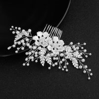 Bride Diy Handmade Hair Accessories Alloy Flower Diamond Insert Comb Comb Wedding Head Jewelry sku image 1