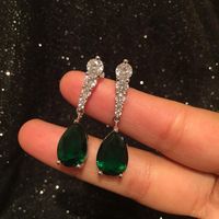 Aretes Colgantes De Moda Emerald S925 Silver Vintage Earrings main image 3