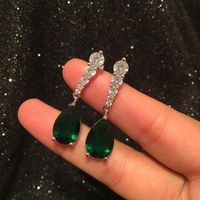 Aretes Colgantes De Moda Emerald S925 Silver Vintage Earrings main image 4