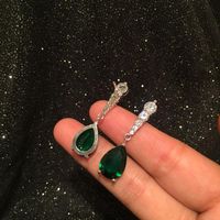 Fashion Drop Earrings Emerald S925 Silver Vintage Earrings main image 5