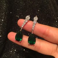 Aretes Colgantes De Moda Emerald S925 Silver Vintage Earrings main image 6