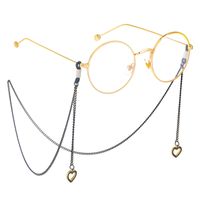Glasses Rope Hanging Neck Fashion Simple Black Hollow Peach Heart Pendant sku image 1