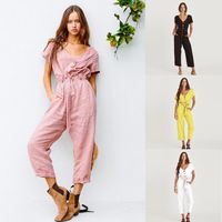 Fashion Women's New Single-breasted Wild Nine-point Jumpsuit main image 1