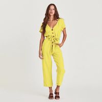 Fashion Women's New Single-breasted Wild Nine-point Jumpsuit main image 4