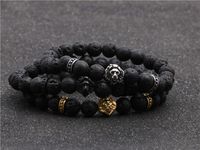 Fashion Stainless Steel Lion Head Bracelet Volcanic Beaded Men&#39;s Bracelet main image 5