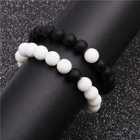 Fashion 10mm Black Frosted Porcelain White Stone Beaded Bracelet Elastic String Beaded Bracelet main image 3