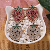Fashion Sweet Cute Strawberry Women&#39;s Earrings Diamond Fruit Earrings main image 3